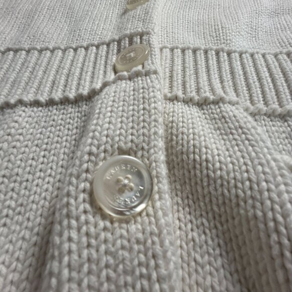 Lauren Ralph Lauren Womens Cotton Knit Cardigan Sweater Size Large White Pockets - Picture 5 of 8
